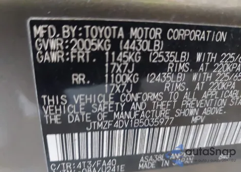 2011 Toyota Rav4 from USA, damaged, VIN JTMZF4DV1B5035977